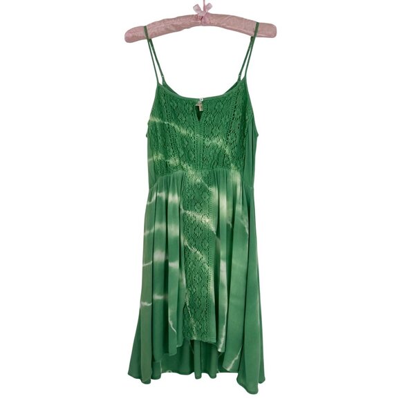 Boutique Dresses & Skirts - NWOT Green Crochet Tie Dye Mini Slip Dress S | Boho Grunge Fairycore Whimsigoth